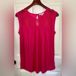 Zac & Rachel hot pink crochet lace tank top - size M